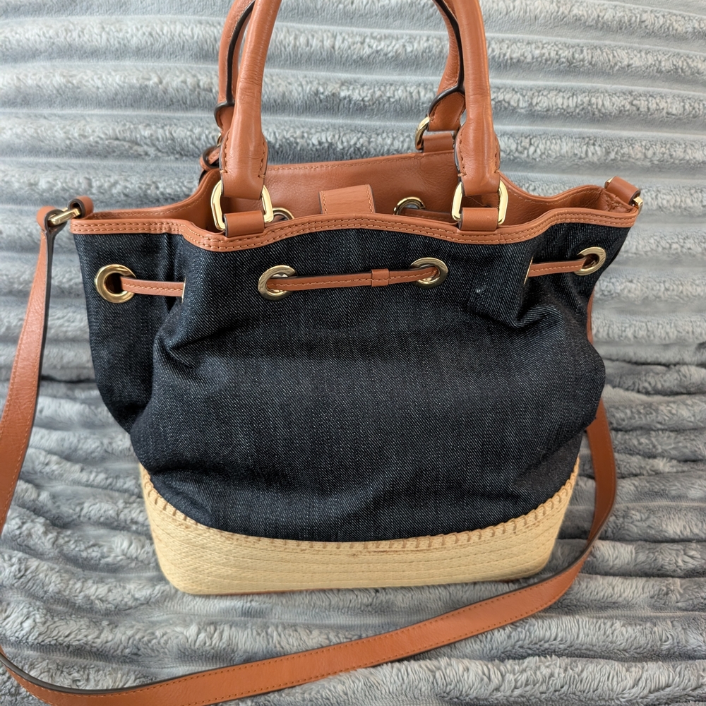 Michael Kors 'Marina' Denim Espadrille LG Shoulder Tote - Picture 2 of 8